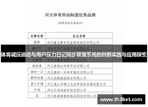 体育减压运动与用户压力日记同步管理系统的创新实践与应用探索